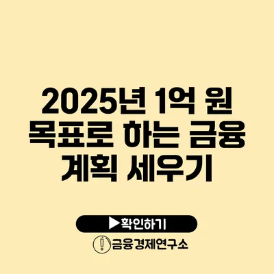 2025년 1억 원 목표로 하는 금융 계획 세우기