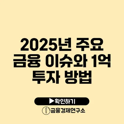 2025년 주요 금융 이슈와 1억 투자 방법