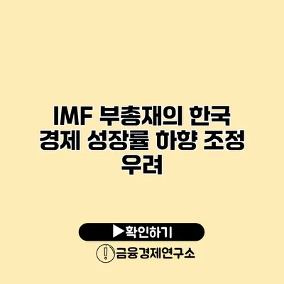 IMF 부총재의 한국 경제 성장률 하향 조정 우려