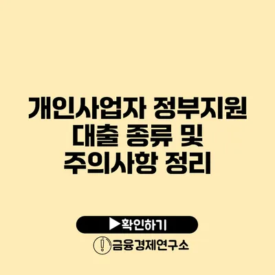 개인사업자 정부지원 대출 종류 및 주의사항 정리