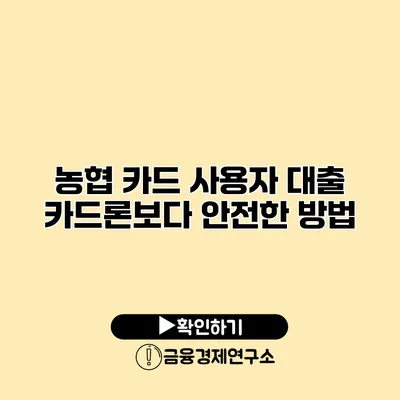 농협 카드 사용자 대출 카드론보다 안전한 방법