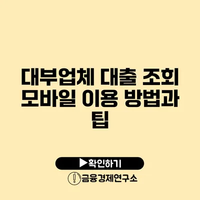 대부업체 대출 조회 모바일 이용 방법과 팁