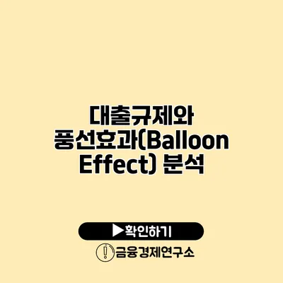 대출규제와 풍선효과(Balloon Effect) 분석