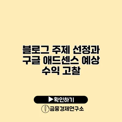 블로그 주제 선정과 구글 애드센스 예상 수익 고찰