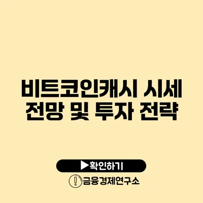 비트코인캐시 시세 전망 및 투자 전략