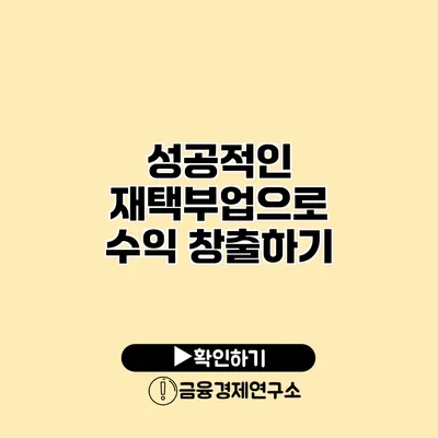 성공적인 재택부업으로 수익 창출하기