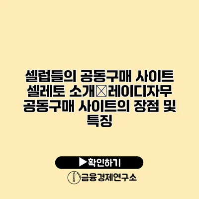 셀럽들의 공동구매 사이트 셀레토 소개�레이디자무 공동구매 사이트의 장점 및 특징