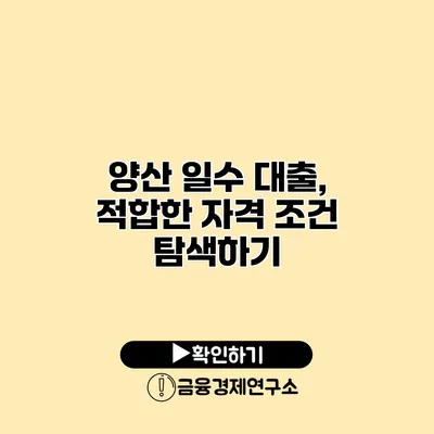 양산 일수 대출, 적합한 자격 조건 탐색하기