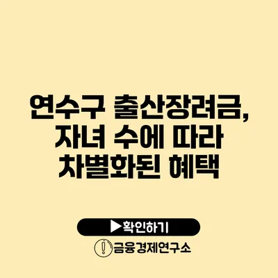 연수구 출산장려금, 자녀 수에 따라 차별화된 혜택