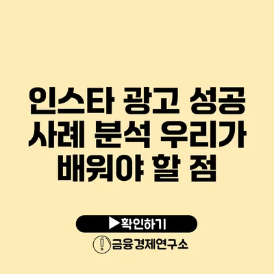 인스타 광고 성공 사례 분석 우리가 배워야 할 점