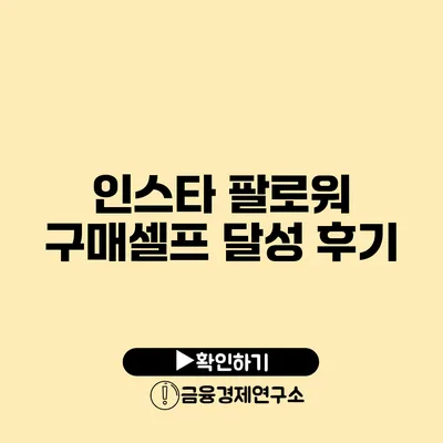 인스타 팔로워 구매셀프 달성 후기