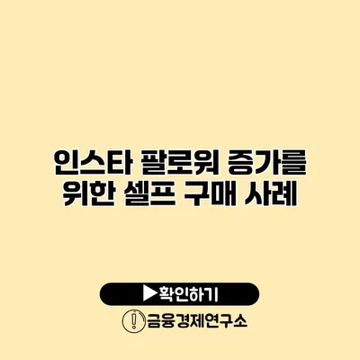 인스타 팔로워 증가를 위한 셀프 구매 사례