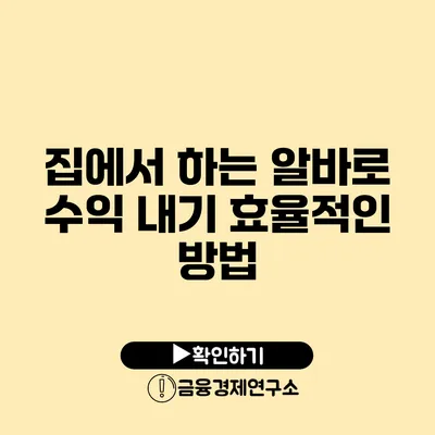 집에서 하는 알바로 수익 내기 효율적인 방법