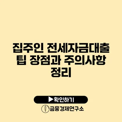 집주인 전세자금대출 팁 장점과 주의사항 정리