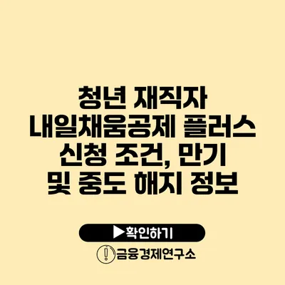 청년 재직자 내일채움공제 플러스 신청 조건, 만기 및 중도 해지 정보