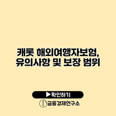 캐롯 해외여행자보험, 유의사항 및 보장 범위