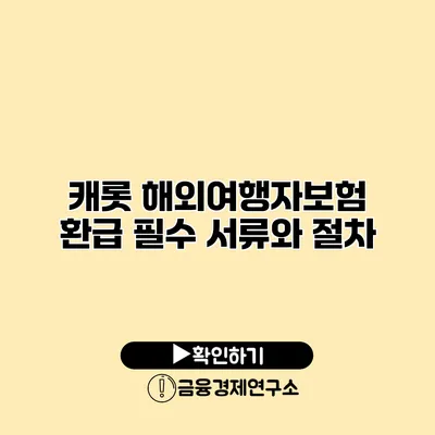 캐롯 해외여행자보험 환급 필수 서류와 절차