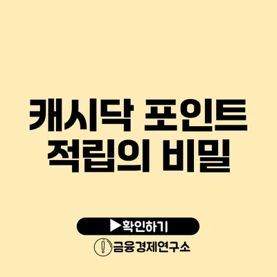 캐시닥 포인트 적립의 비밀