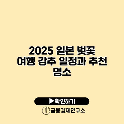2025 일본 벚꽃 여행 강추 일정과 추천 명소