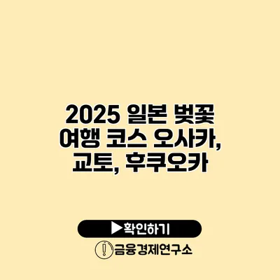 2025 일본 벚꽃 여행 코스 오사카, 교토, 후쿠오카
