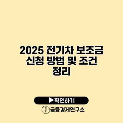 2025 전기차 보조금 신청 방법 및 조건 정리