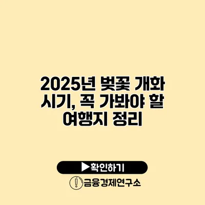 2025년 벚꽃 개화 시기, 꼭 가봐야 할 여행지 정리