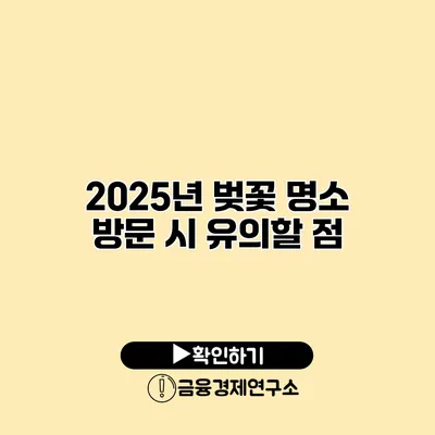2025년 벚꽃 명소 방문 시 유의할 점