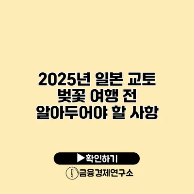 2025년 일본 교토 벚꽃 여행 전 알아두어야 할 사항
