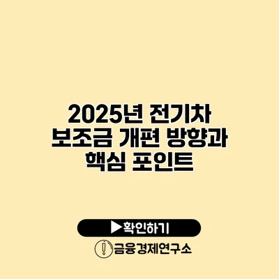 2025년 전기차 보조금 개편 방향과 핵심 포인트