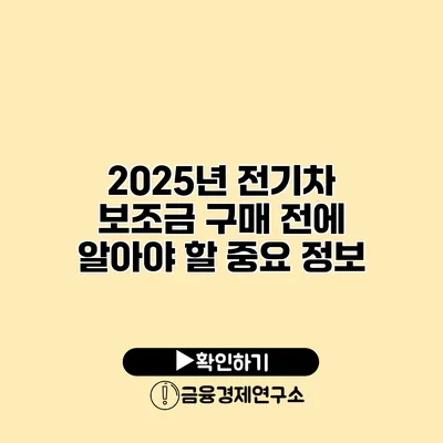 2025년 전기차 보조금 구매 전에 알아야 할 중요 정보