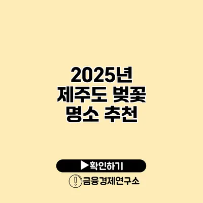 2025년 제주도 벚꽃 명소 추천