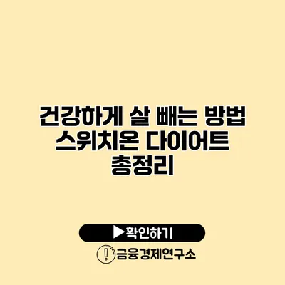 건강하게 살 빼는 방법 스위치온 다이어트 총정리