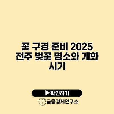 꽃 구경 준비 2025 전주 벚꽃 명소와 개화 시기