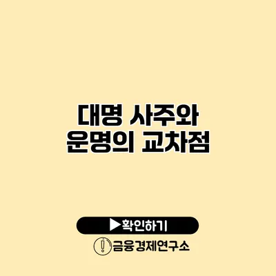 대명 사주와 운명의 교차점