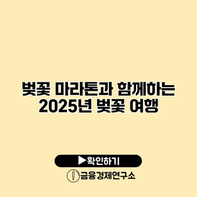 벚꽃 마라톤과 함께하는 2025년 벚꽃 여행