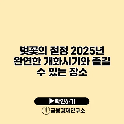 벚꽃의 절정 2025년 완연한 개화시기와 즐길 수 있는 장소
