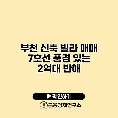 부천 신축 빌라 매매 7호선 풍경 있는 2억대 반해