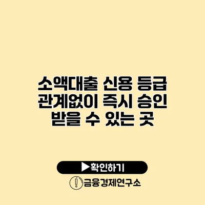 소액대출 신용 등급 관계없이 즉시 승인 받을 수 있는 곳