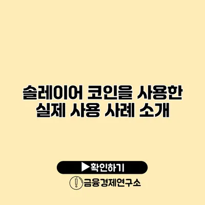 솔레이어 코인을 사용한 실제 사용 사례 소개