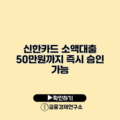 신한카드 소액대출 50만원까지 즉시 승인 가능