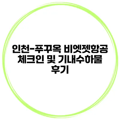 인천-푸꾸옥 비엣젯항공 체크인 및 기내수하물 후기