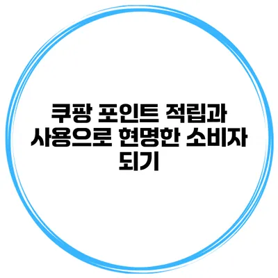 쿠팡 포인트 적립과 사용으로 현명한 소비자 되기