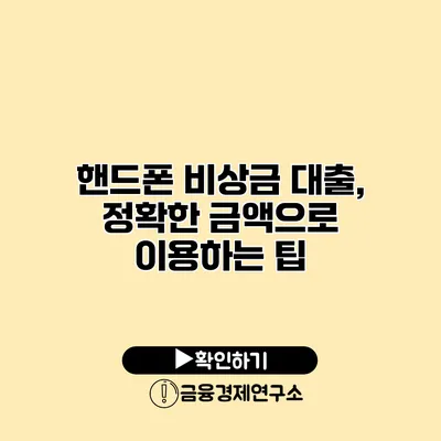 핸드폰 비상금 대출, 정확한 금액으로 이용하는 팁