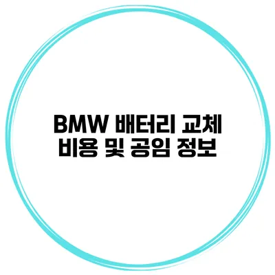 BMW 배터리 교체 비용 및 공임 정보