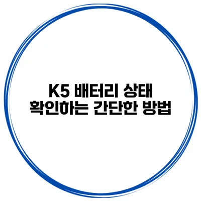 K5 배터리 상태 확인하는 간단한 방법