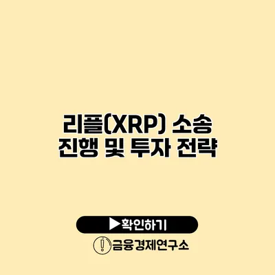 리플(XRP) 소송 진행 및 투자 전략