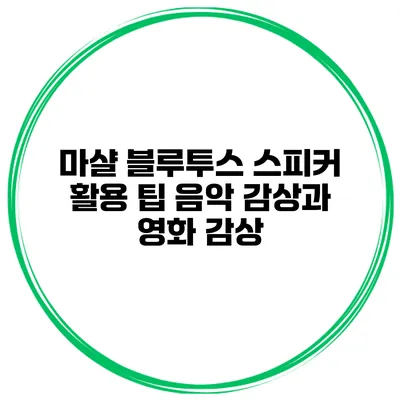 마샬 블루투스 스피커 활용 팁 음악 감상과 영화 감상