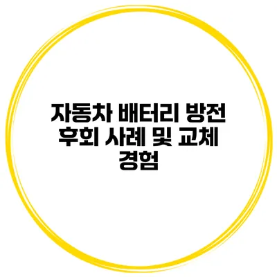 자동차 배터리 방전 후회 사례 및 교체 경험